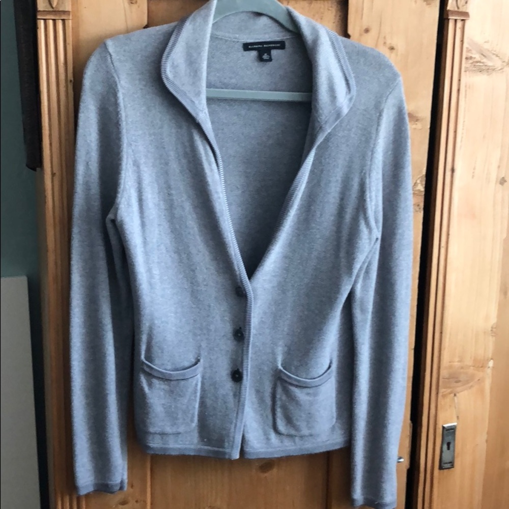 Gray cashmere blend cardigan sweater
